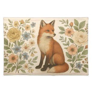 Woodland Charm Sweet Fox Delicate Florals Warm Cloth Placemat