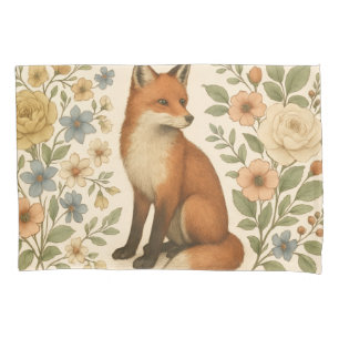Woodland Charm Sweet Fox Delicate Florals Warm Pillow Case