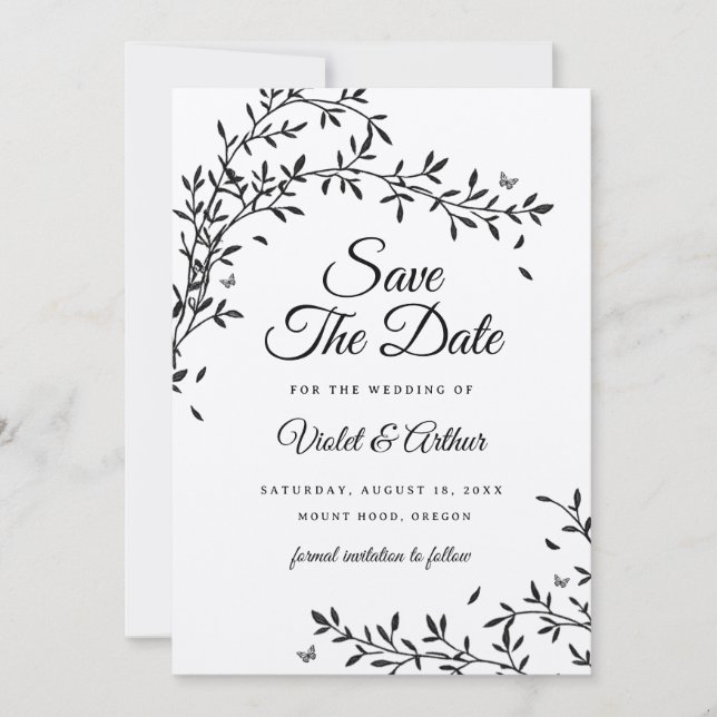 Woodland Charm Wedding Save The Date  Invitation (Front)