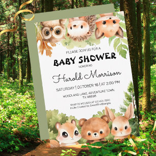 Woodland Charming Forest Friends Baby Shower Invitation