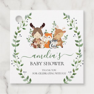Woodland Chic Greenery Forest Animal Thank You Favor Tags
