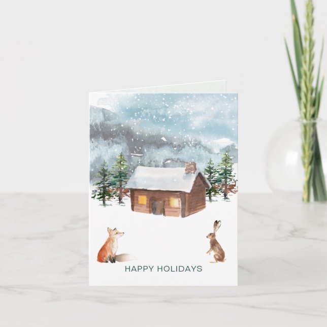 Woodland Christmas, animals Folded Greeting Card (Front)