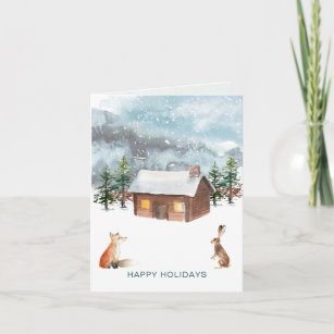 Woodland Christmas, animals Folded Greeting Card