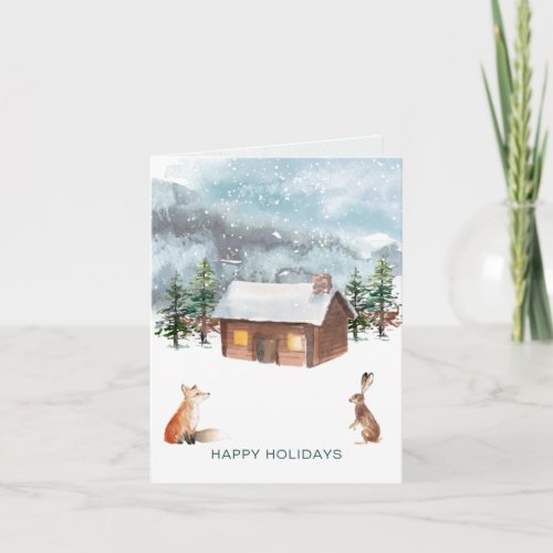 Woodland Christmas animals Folded Greeting Card