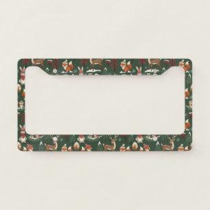 Woodland Christmas Animals Pattern –Cute Winter 10 License Plate Frame