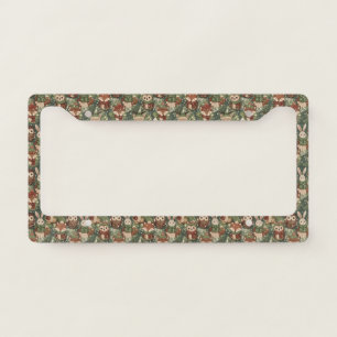 Woodland Christmas Animals Pattern – Cute Winter 1 License Plate Frame