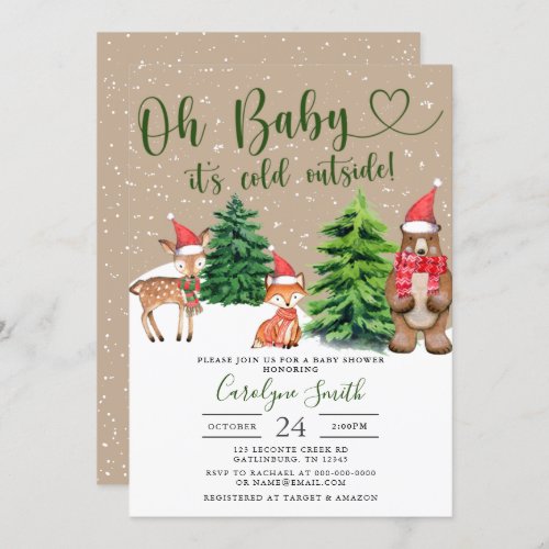 Woodland Christmas Baby Shower Invitation