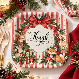 Woodland Christmas Birthday Winter ONEderland Paper Plates