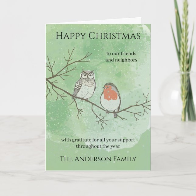 Woodland Christmas Card for Neighbors and Friends (Front)