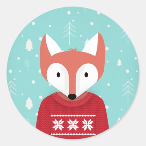 Woodland Christmas Classic Round Sticker