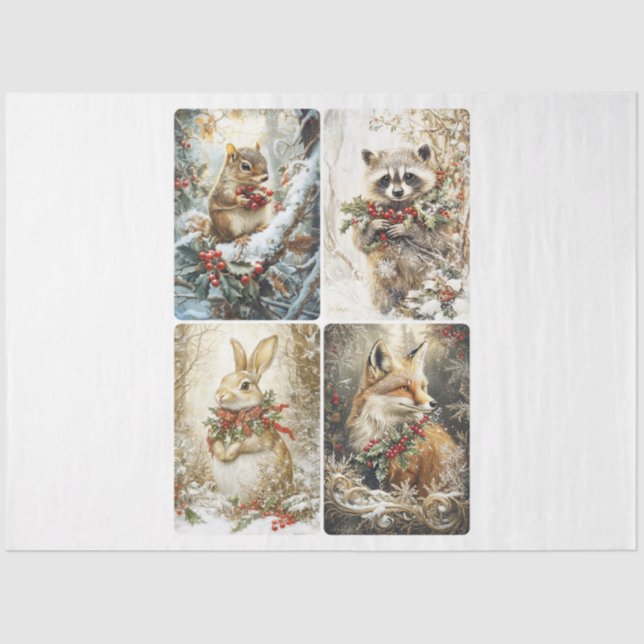 Woodland Christmas Critters Tissue Paper (Front)