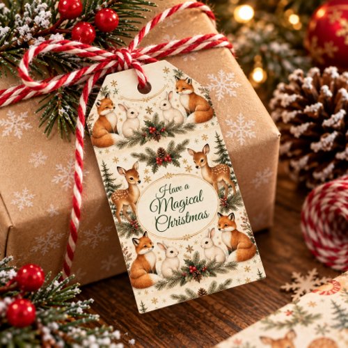 Woodland Christmas Deer Fox Bunny Magical Holiday Gift Tags