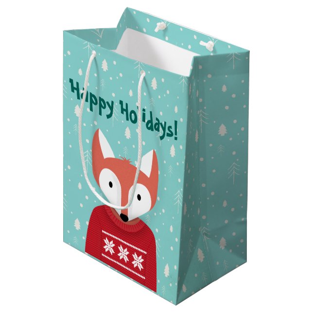 Woodland Christmas Medium Gift Bag (Front Angled)
