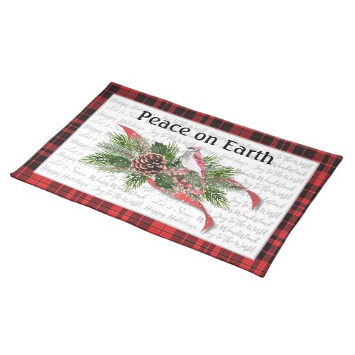 Woodland Christmas  Red Cardinal Cloth Placemat