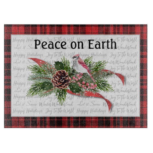 Woodland Christmas | Red Cardinal Cutting Board (Front)