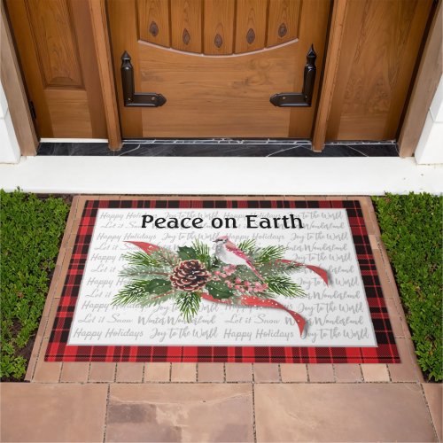 Woodland Christmas  Red Cardinal Doormat