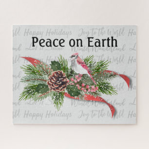 Woodland Christmas Red Cardinal Jigsaw Puzzle