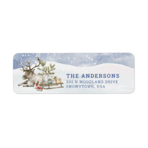 Woodland Christmas Reinddeer return address Label