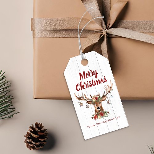 Woodland Christmas Reindeer Ornament Antlers Wood Gift Tags