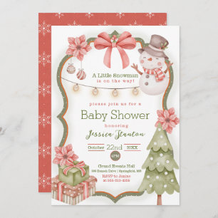 Woodland Christmas Snowman Baby Shower Invitation