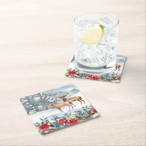 Woodland Christmas Square Paper Coaster