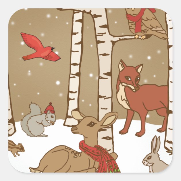 Woodland Christmas Square Sticker