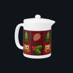 Woodland Christmas Teapot<br><div class="desc">Holly, pine cones, a fir tree and a happy owl dress your table up for Holiday entertaining on this charming, teapot. Coordinate your home with the entire Woodland Christmas Collection!</div>