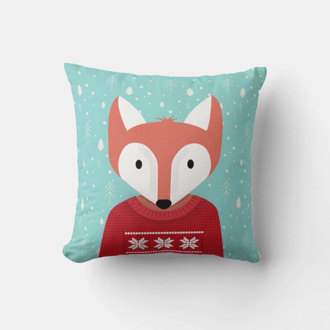 Woodland Christmas Throw Pillow (Front)