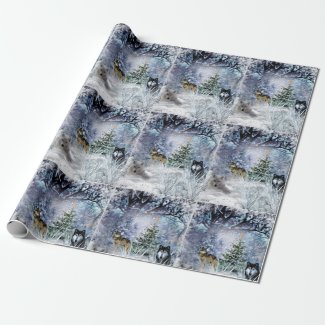 Woodland Christmas with Wolves Wrapping Paper