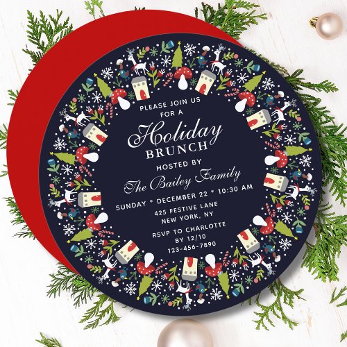 Woodland Christmas Wreath  Christmas Brunch Invitation