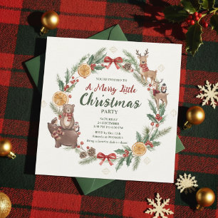 Woodland Christmas Wreath Party Invitation