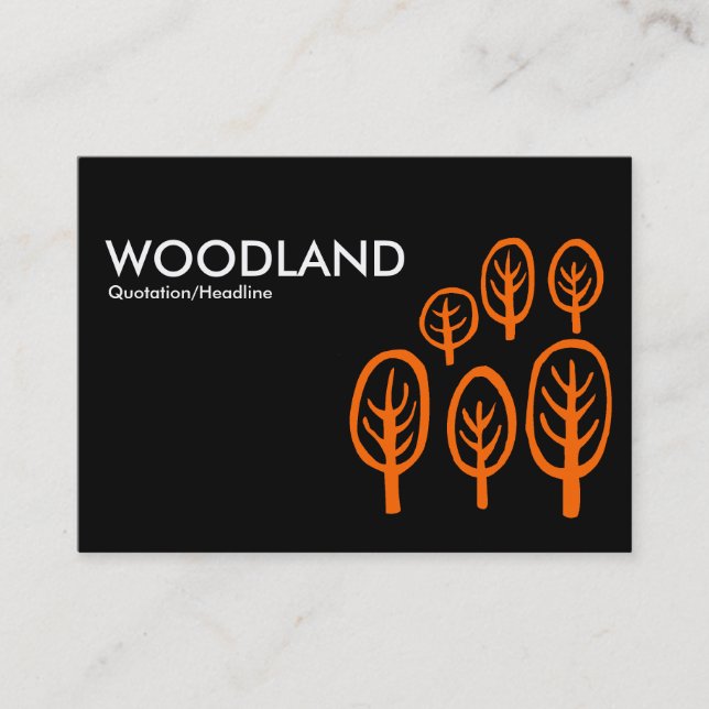 Woodland (Chubby) - Orange on Black Business Card (Front)