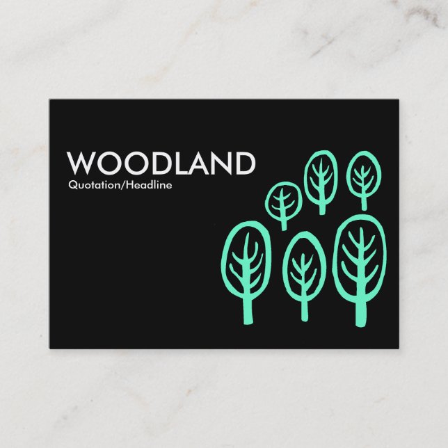 Woodland (Chubby) - Pale Green on Black Business Card (Front)