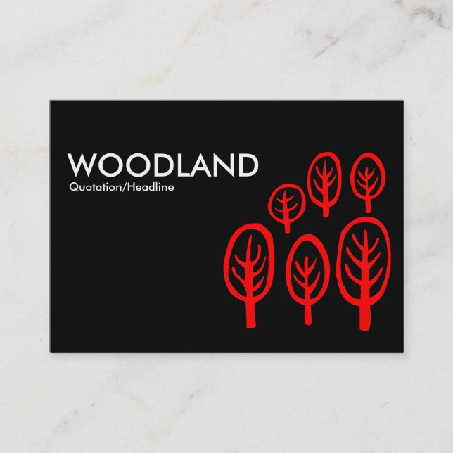Woodland (Chubby) - Red on Black Business Card (Front)