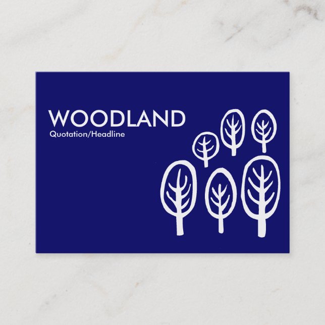 Woodland (Chubby) - White on Dark Blue Business Card (Front)