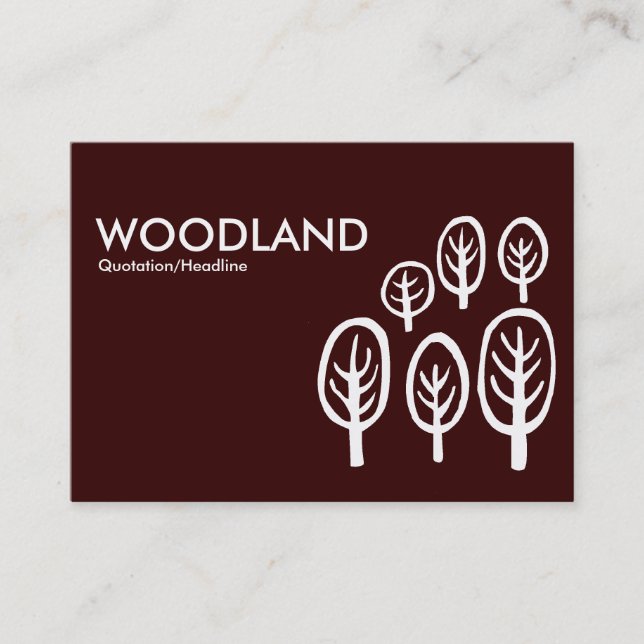 Woodland (Chubby) - White on Dark Brown Business Card (Front)