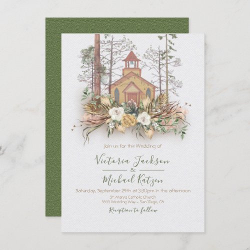 Woodland Church Forest Wedding invitations