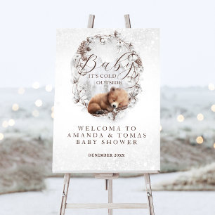 Woodland Cold outside Winter Baby Shower Welcome Foam Board