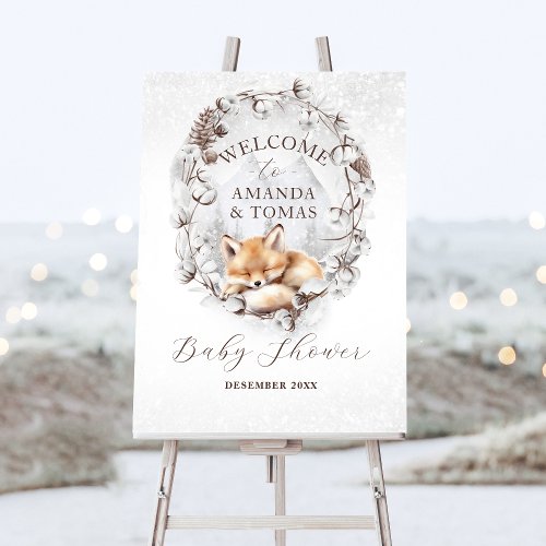 Woodland Cold outside Winter Baby Shower Welcome Foam Board