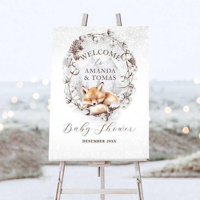 Woodland Cold outside Winter Baby Shower Welcome Foam Board (Creator Uploaded)