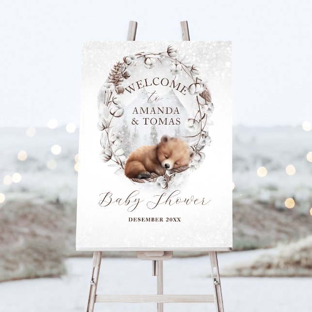 Woodland Cold outside Winter Baby Shower Welcome Foam Board (Creator Uploaded)