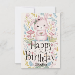 Woodland Colorful Bunny Digital Birthday Card