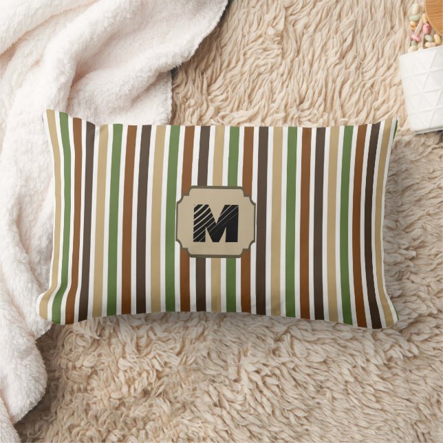 Woodland Colors Stripe Monogram Lumbar Pillow (Blanket)