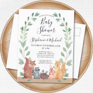 Woodland Couples Baby Shower Invitation Postcard
