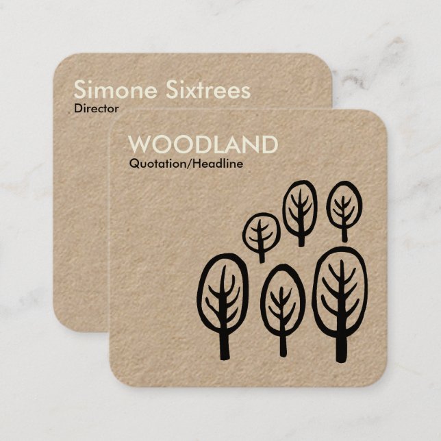 Woodland - Cream + Black on Kraft Card (Front/Back)