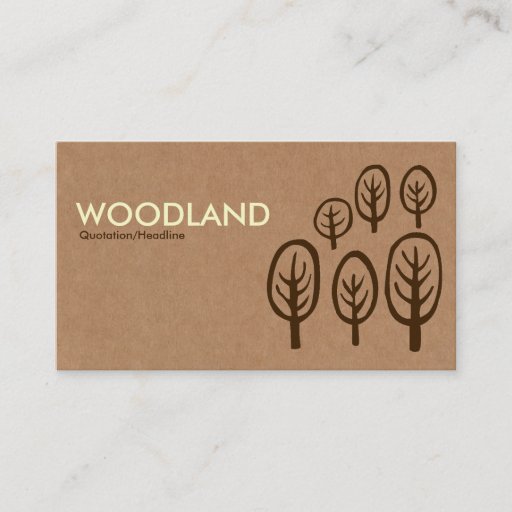 Customizable Woodland - Cream + Dark Brown on Cardboard Box Tex Business Card Template