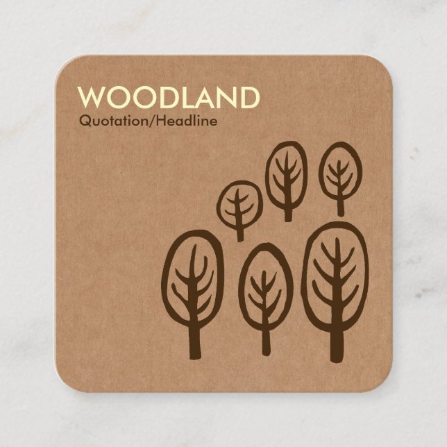 Woodland - Cream + Dark Brown on Cardboard Box Tex Square Business Card (Front)