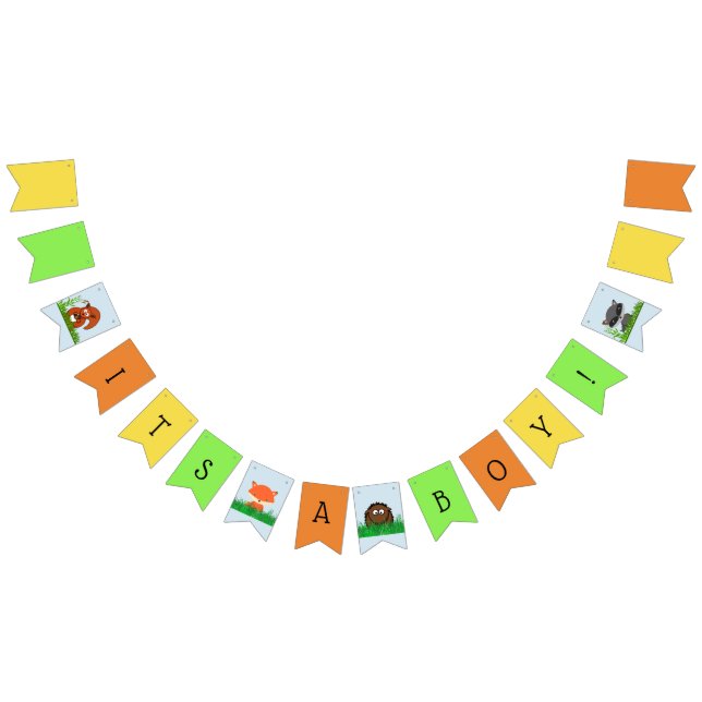 Woodland Creature Baby Shower Bunting Flags (All)