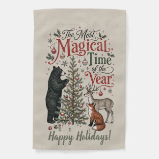 Woodland Creature Christmas Garden Flag