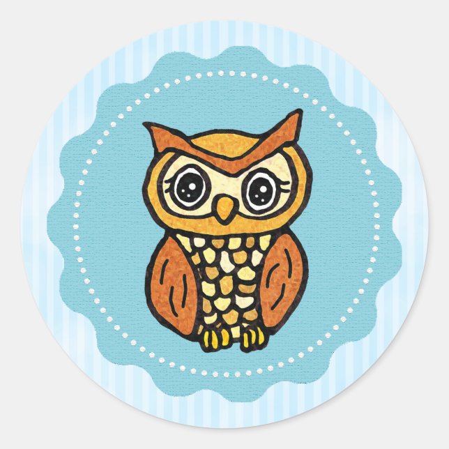 Woodland Creature Owl Forest Animals Classic Round Sticker (Front)